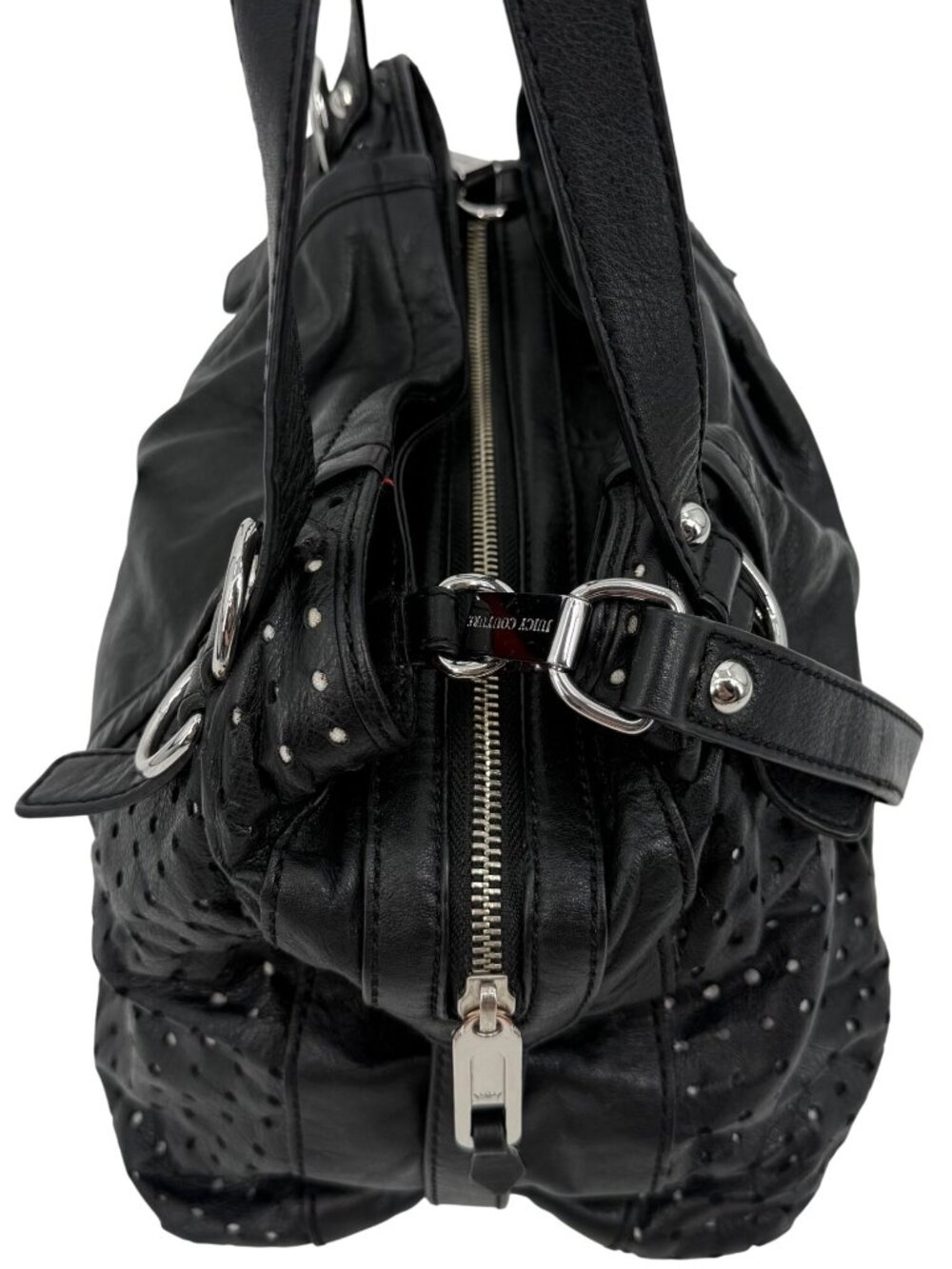 RARE VTG Juicy Couture Perforated Leather Triple-Compartment Crossbody Hobo Bag - Picture 5 of 16